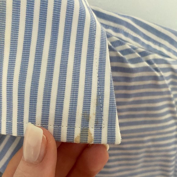 Joseph Abboud Blue and White Striped Short Sleeve Button Down - Picture 3 of 3